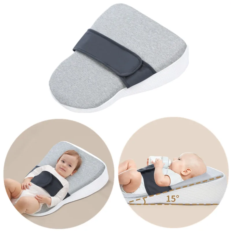 Oreiller d'allaitement pour bébé avec sangle de taille réglable et clôture de sécurité, coussin de rampe anti-vomissement pour bébé de 0 à 8m