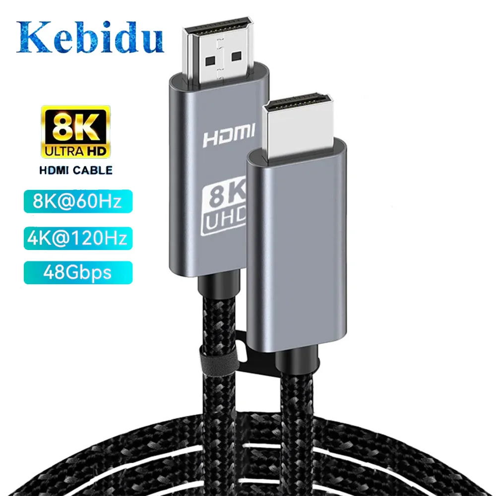 HDMI2.1 Cable 8K 60Hz HDMI-compatible Cord 4K 120Hz 48Gbps EARC ARC HDCP Ultra High Speed HDR for HD TV Laptop Projector PS4 PS5