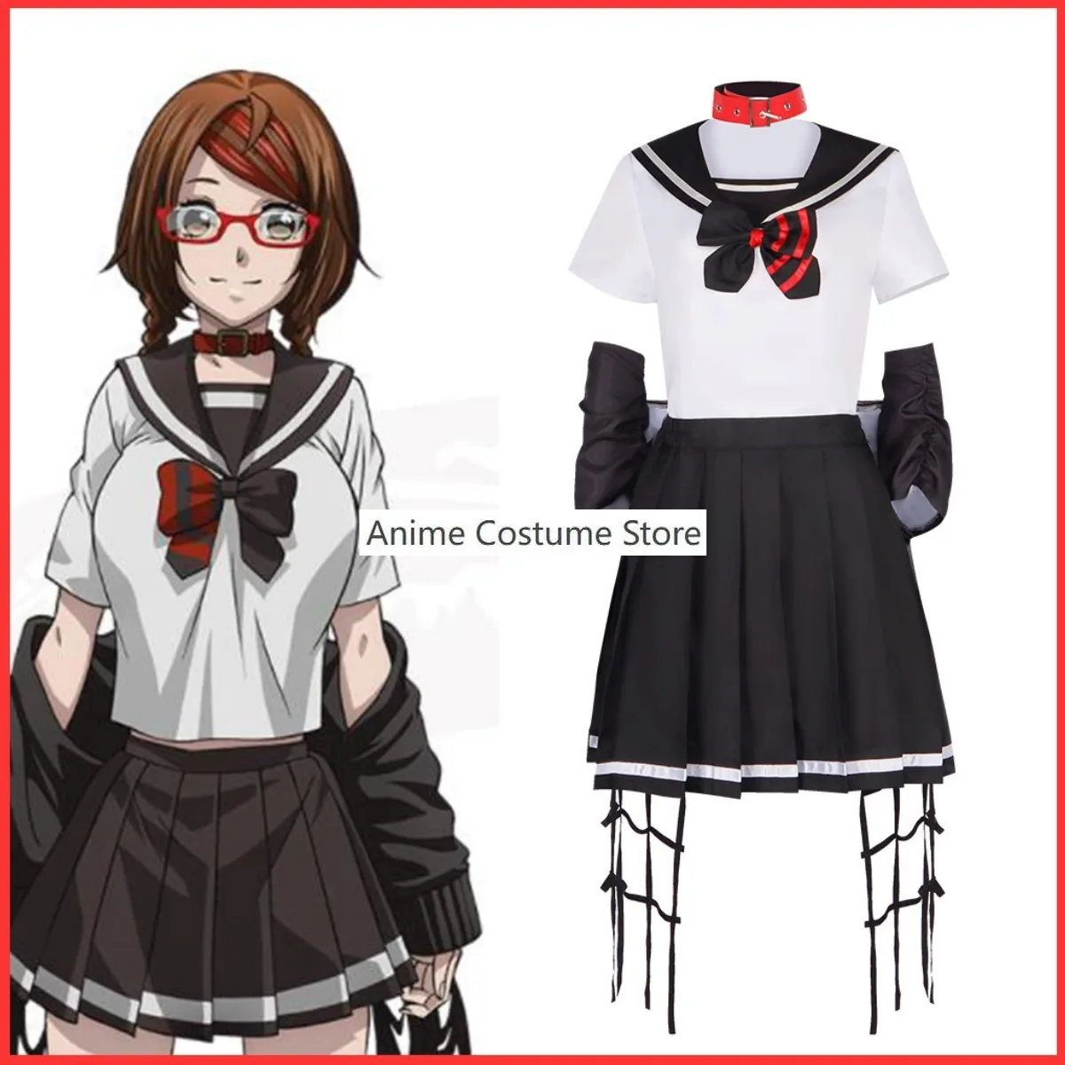 Anime Dead Mount Death Play, DMDP Sakimiya Misaki Cosplay Costume Wig Japanese JK School Uniforms Woman Kawaii Carnival Suit