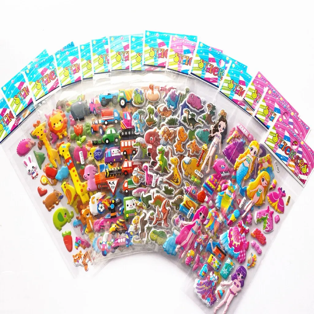 40 mieszanych paczek naklejki dla dzieci puffy luzem naklejki dla dziewczynki chłopiec prezent urodzinowy scrapbooking zwierzęta kreskówka — zdjęcie 2