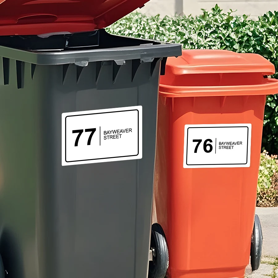 Customized Wheelie Bin Stickers - Waterproof Vinyl Trash Can Decals with Removable Adhesive for Home & Outdoor Use view 4