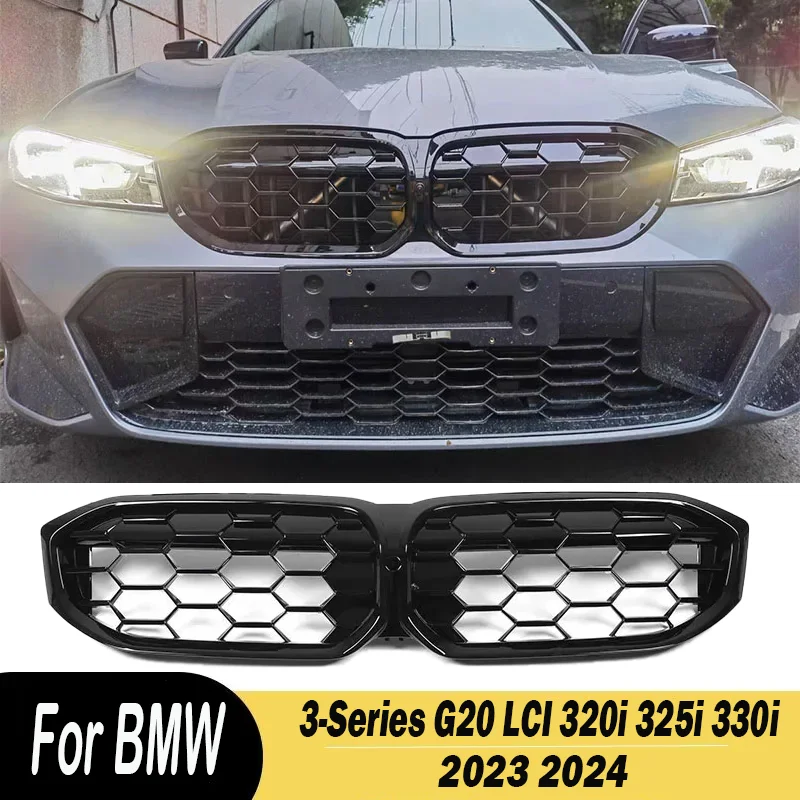 

For BMW 3-Series G20 LCI 320i 325i 330i 2023 2024 Black/Sliver Car Front Bumper Grille Replacement Grills Car Accessories