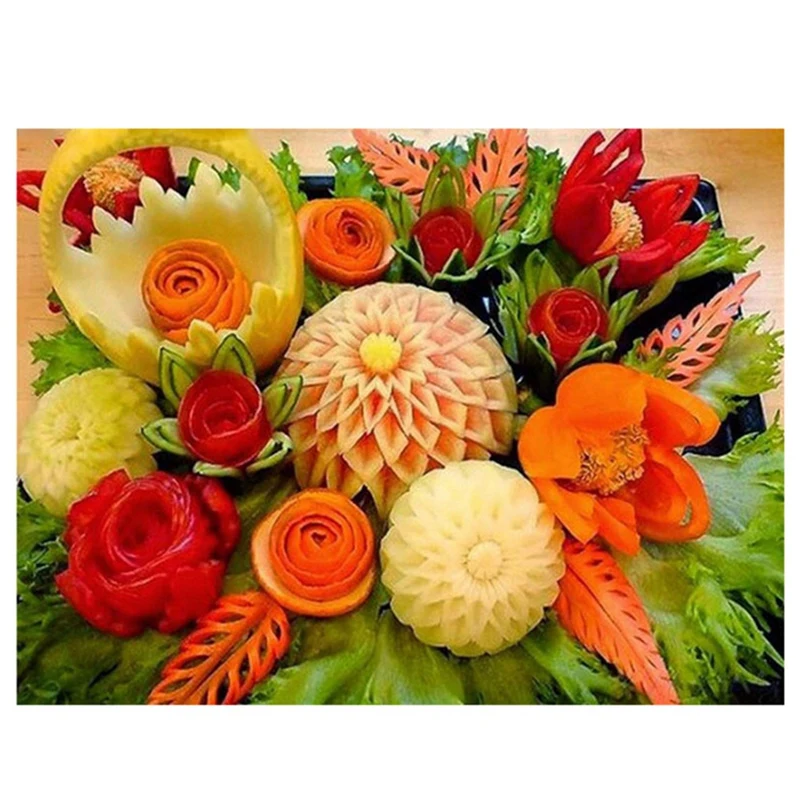 DIY Round Diamond Diamond Painting Diamond Painting Embroidery Set Fruit Carving Pattern Diamond Painting