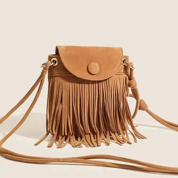 Bolsos 2023 Faux Suede Fringe Tassel Women Shoulder Bag Messenger Bag Vintage Style Girl Crossbody Bag Mujer Bolso Flecos