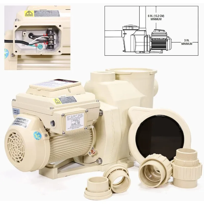 XtremepowerUS High-Flo Swimming Pool Pump Inground 1.5HP Variable Speed 230V,Energy Star Certified With1.5" / 2"Fitting Included