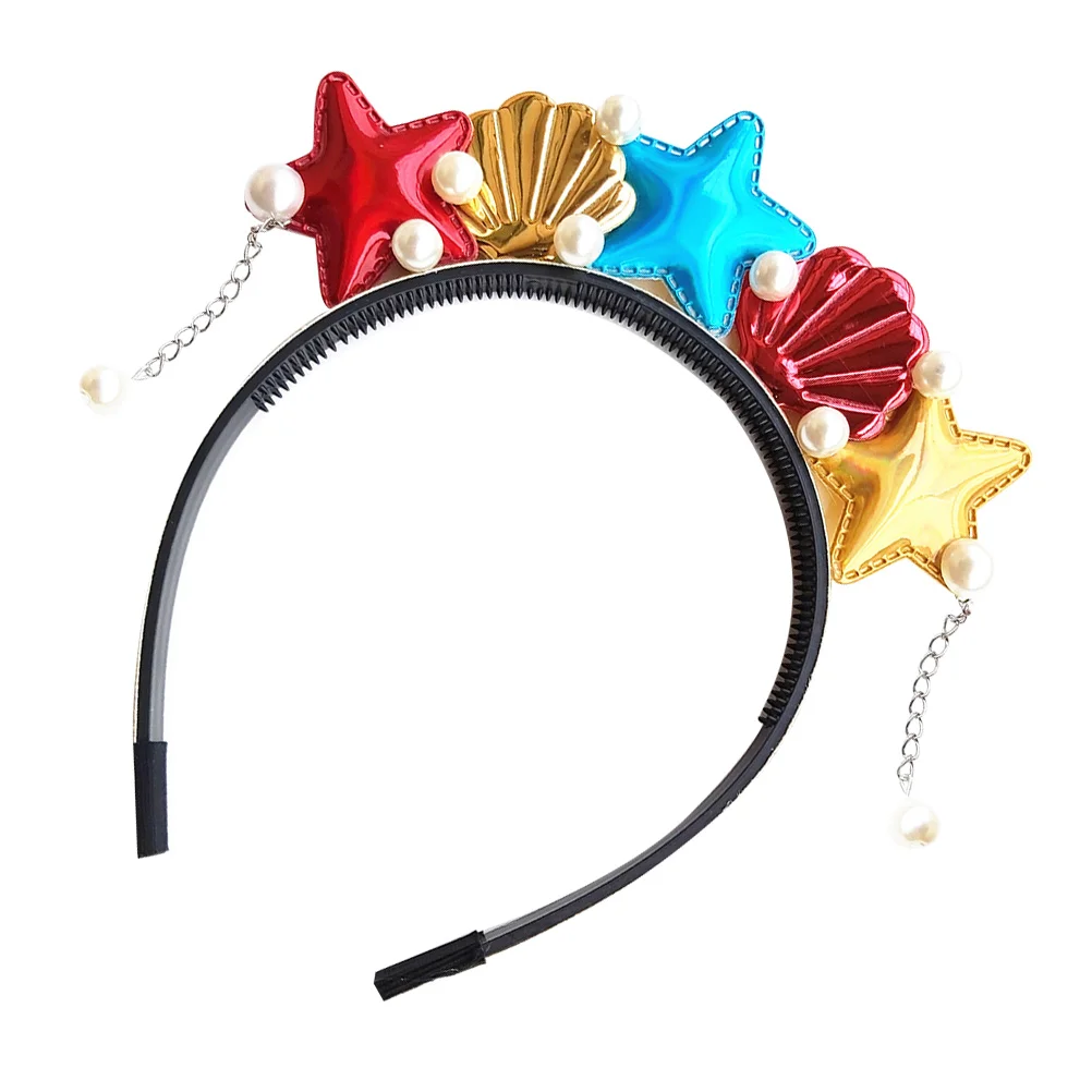 under The Sea Party Decorations Pearl Headband Girl Hair Accessories Shell Design Hoop Child