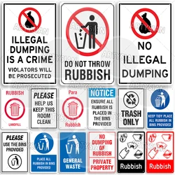 Waste Disposal Metal Sign No Illegal Dumping No Littering Rubbish Plaque Rubbish Trash Garbage Waste Keep Clean Warning Plaque