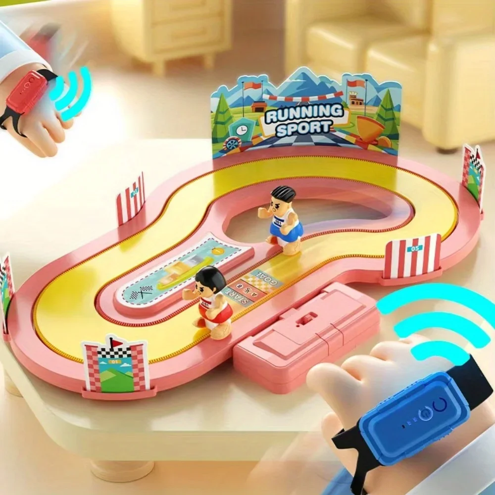 子供用スピードワイヤレスボディセンシング競争ランニングテーブルゲームおもちゃ、2人対戦シミュレーショントラックモーションおもちゃ
