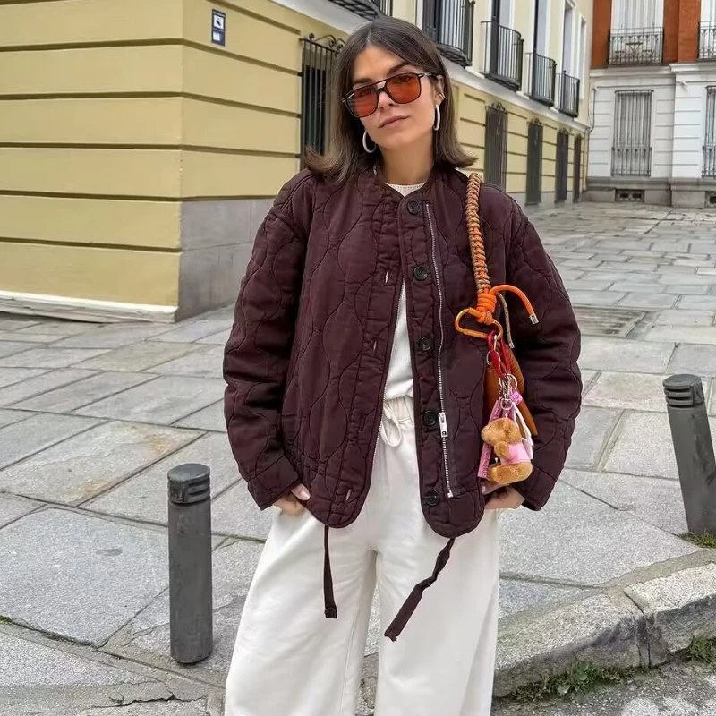 Autumn Winter Women's Clothing Quilted Jacket Warm Coat Zipper Casual Long-sleeved Top Design Outerwear Streetwear Mujer New