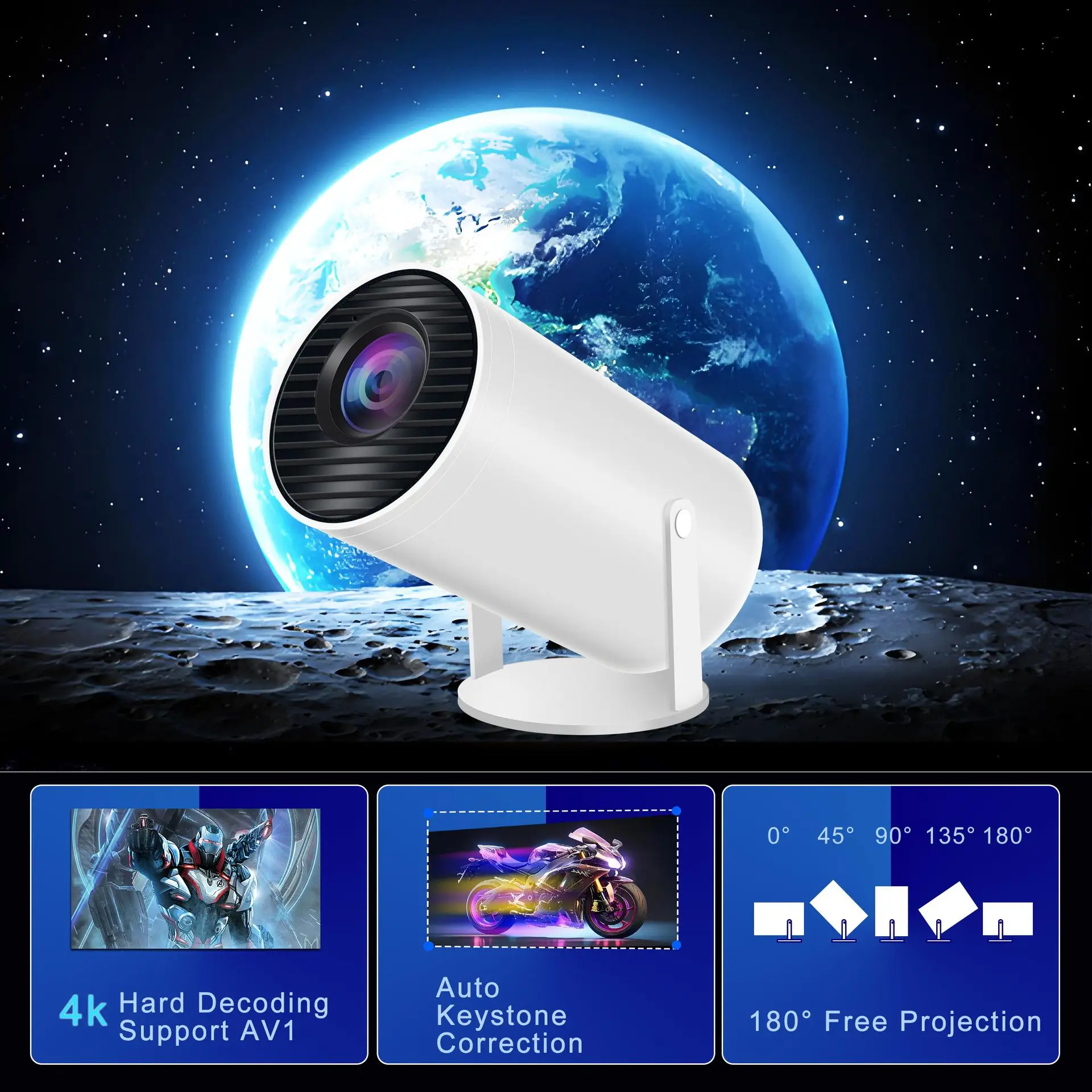 Proyector de vídeo El más nuevo proyector de cine en casa inteligente Mini proyector portátil automático HD