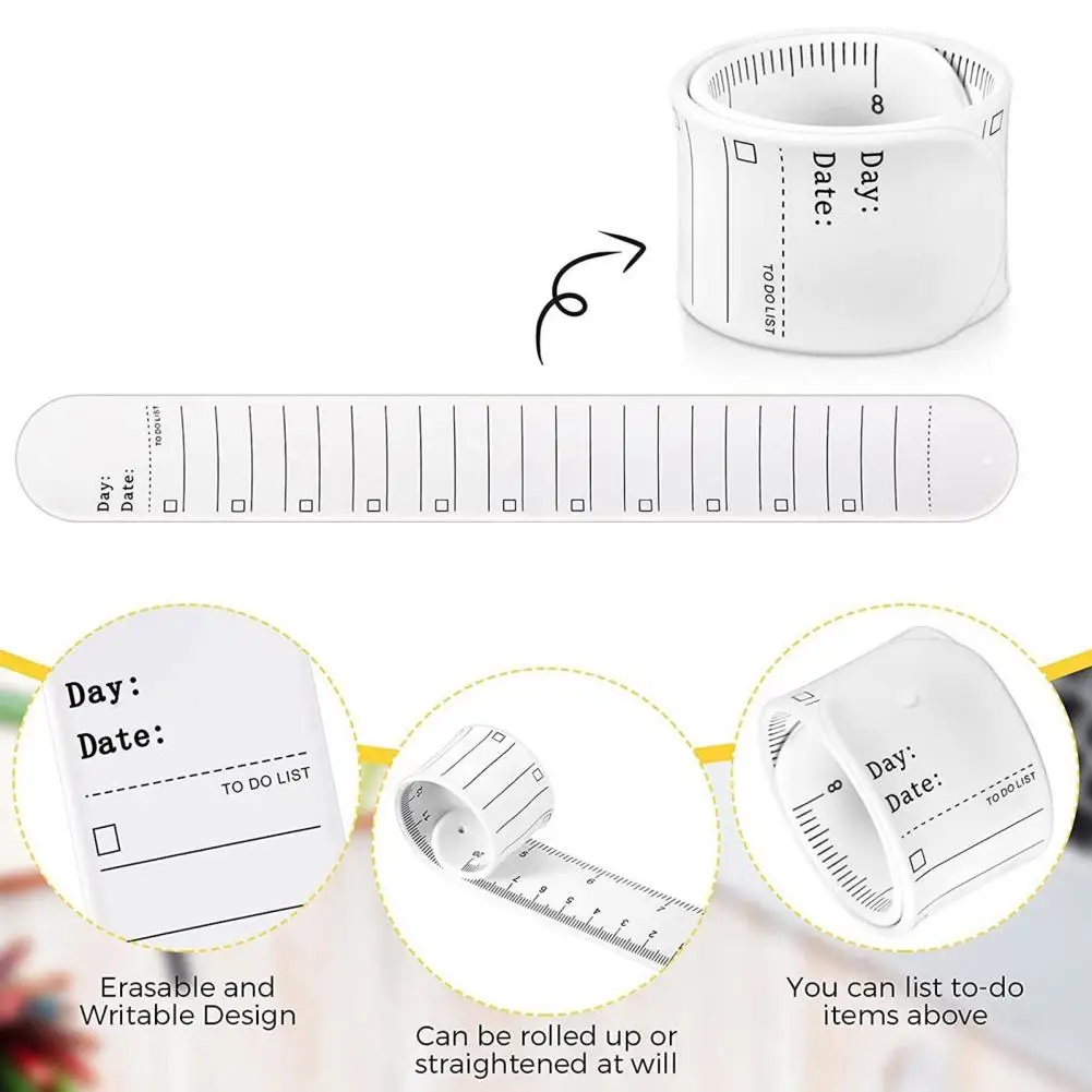 To-do List Wristband Waterproof Silicone Memo Wristband Set with Ballpoint Pen Eraser Reusable To-do List Band for Notes