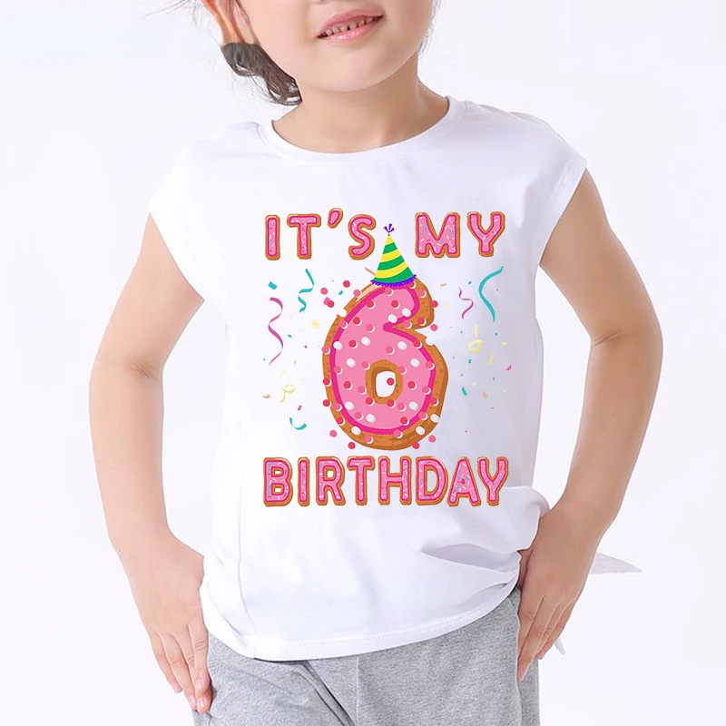 Funny Shirt Children t shirts Number 1 2 3 4 5 6 8 9 happy Birthday Gift Kids Letters Cute tshirts Print Clothes Boys and Girls