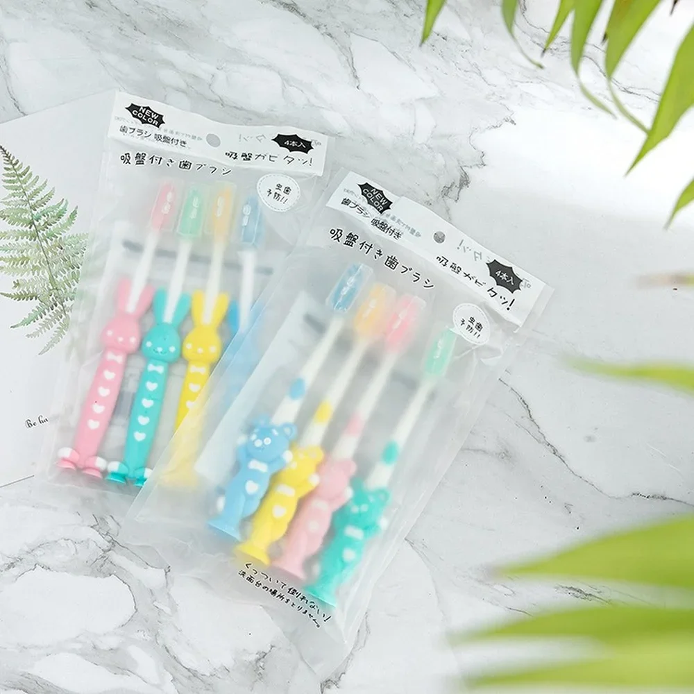 

4Pcs/set Baby Toothbrush Cute Cartoon Toothbrush for Children Bamboo Charcoal Short Handle Children's Toothbrush Teeth Care