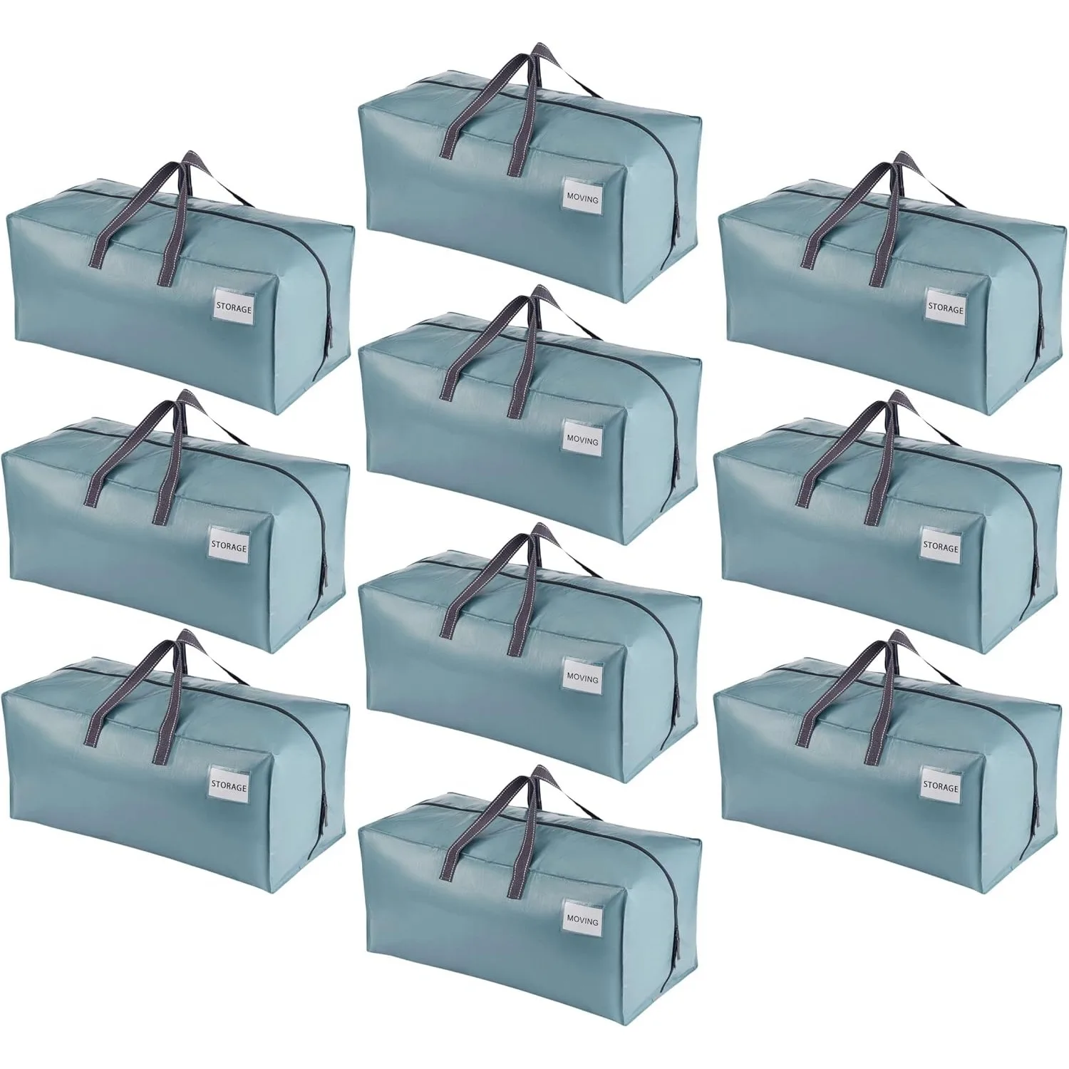 

10 Pack Moving Bags w/Backpack Straps, Heavy Duty, Moving Boxes Alternative, Packing Supplies, Large Storage Totes