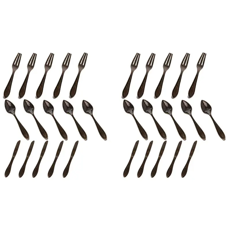 AA81-30 Pcs Knife Spoon Fork Kitchen Cabinet Closet Drawer Pull Handles Knobs 3-Inch Center To Center Bronze