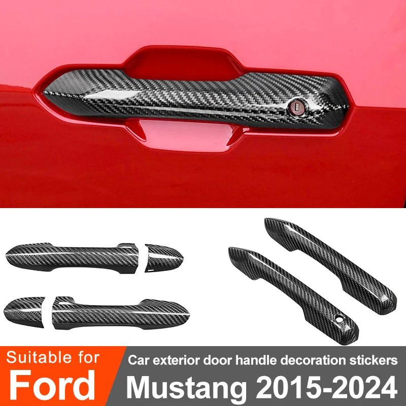 

Для Ford Mustang 2015-2024 автомобильная наружная дверная ручка из углеродного волокна, декоративная наклейка, защитная крышка, модификация, аксессуары