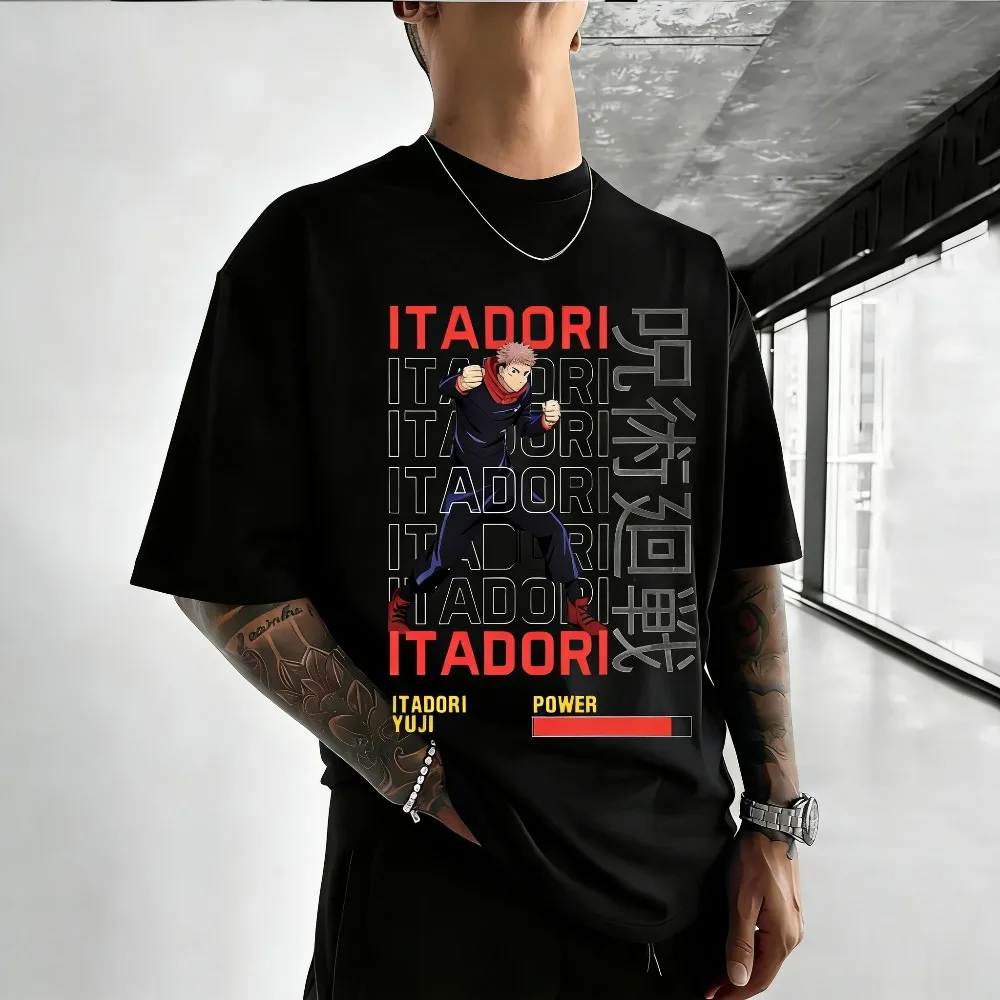Jujutsu Kaisen Itadori Yuji Unisex Reines Baumwoll-T-Shirt 2026 Sommer Anime-Print Rundhals Locker Sitzendes Kurzarm-Oberteil für die Familie