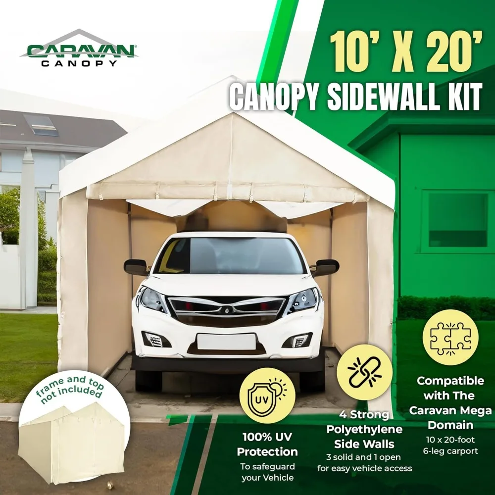 Tent Sidewalls for Mega Domain Carport with Straps, Ideal for Garage Storage, Inflatable Garage Covering, Tan(Sidewalls Only)