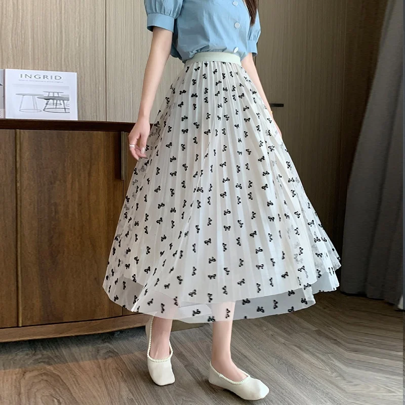 TFETTERS 2026 Summer Casual Women Midi Skirt Animal Stretch Mesh Skirt For Women Vacation Elegant Trendy