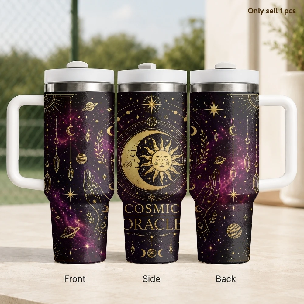 Esoteric Tarot Oracle Sun Moon Constellation Vacuum Flasks 40oz Stainless Steel Insulated Tumbler Straw Leakproof Travel Mug