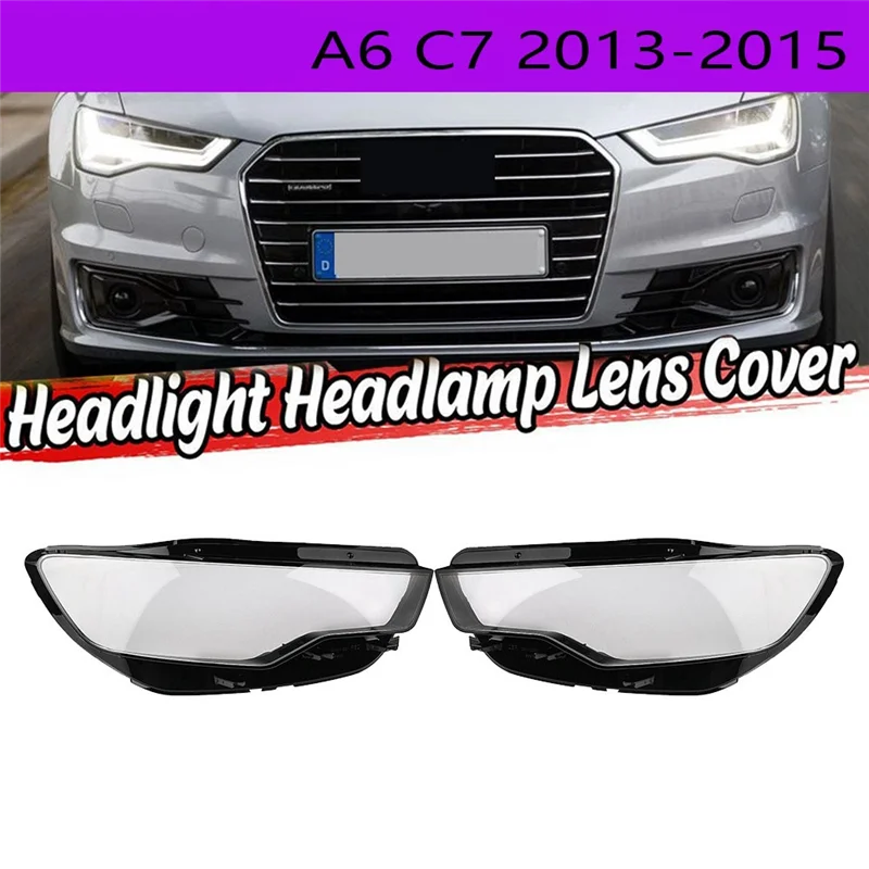 

BT-Car Left Front Headlight Clear Lens Cover Headlight Mask For A6 C7 2013-2015 Headlight Shell Accessories