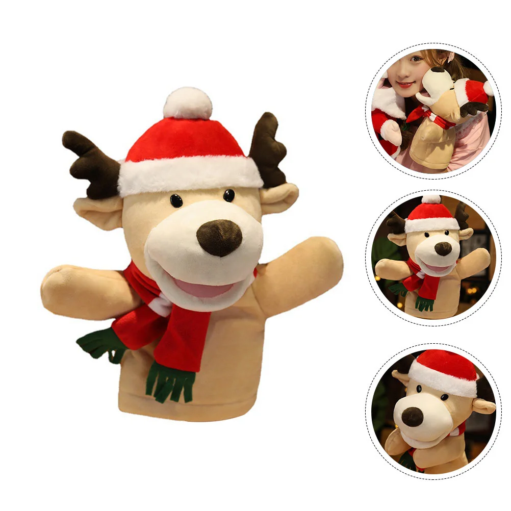 Santa Hand Puppet Animal Parent-child Plaything Cartoon Finger Christmas Theme Cotton Children Toy