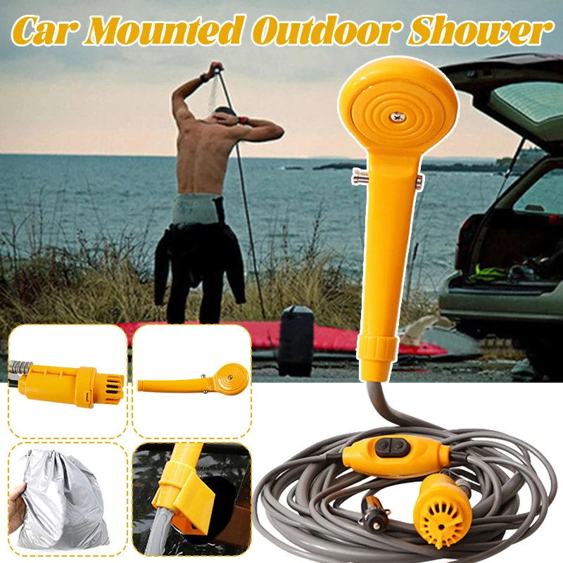 Car Shower DC 12V RV Travel Bathing Portable Car Washer With Cigarette Lighter Cleaning Tool Outdoor Camping Caravan Accessories