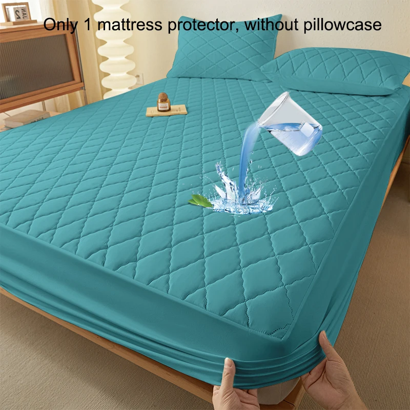 1 غطاء مائل حديث بسيط مقاوم للماء، غطاء سرير أزرق اللون لغرفة النوم والفراش (باستثناء كيس الوسادة)
