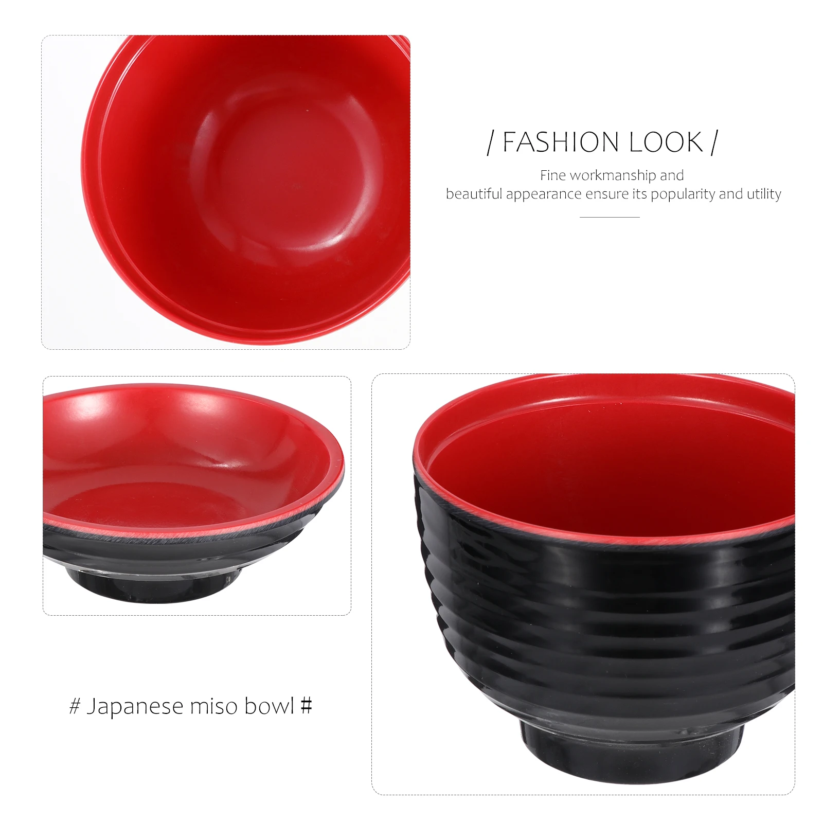 

2pcs Japanese Style Miso Soup Bowl With Lid Ramen Bowl Imitation Porcelain Thickened Heatproof Easy Clean For Home