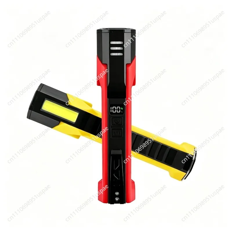 Red and white dual light source flashlight rotates 180 degrees with pen clip magnet multi-function work light