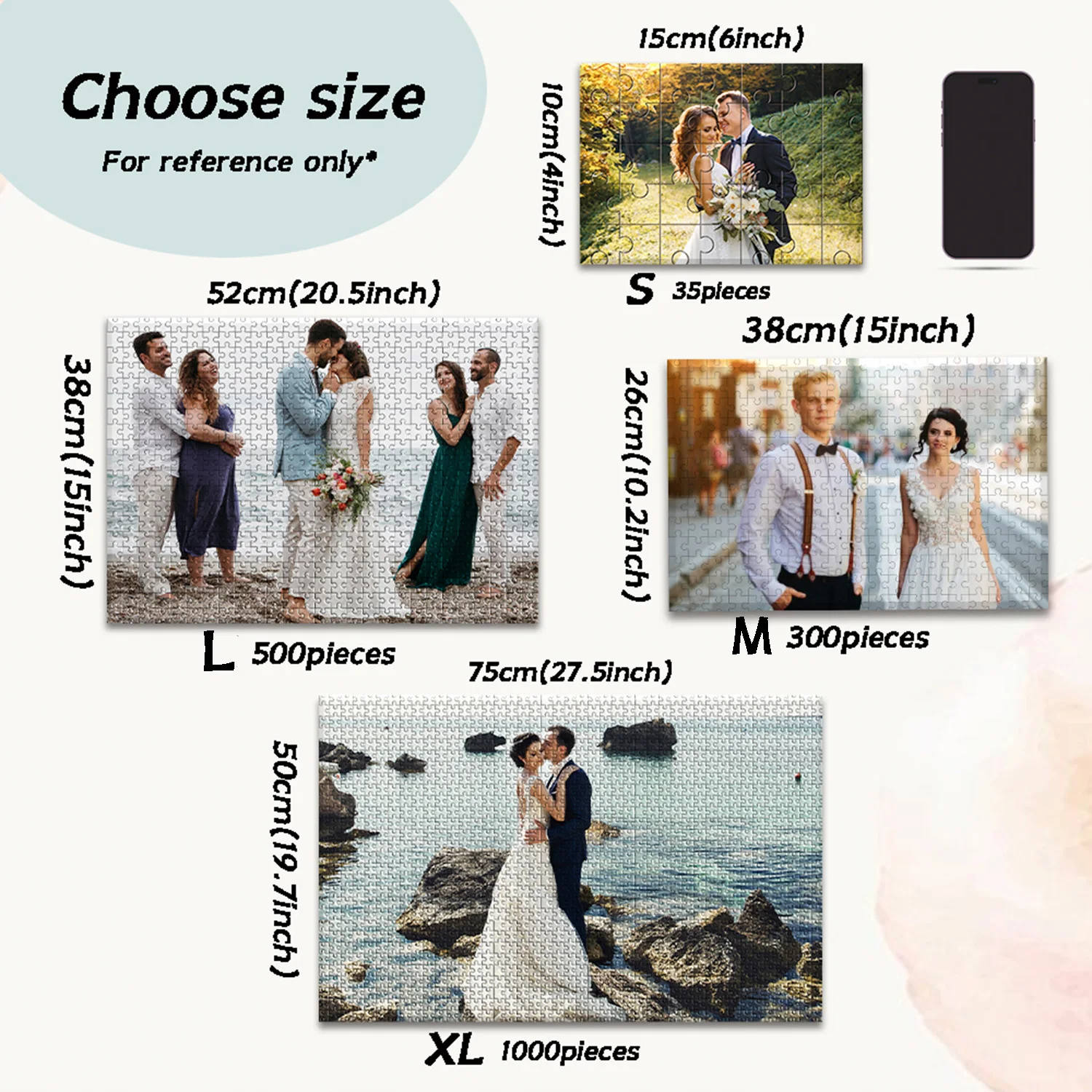 Personalized Custom Love Puzzle 35/300/500/1000pcs Wooden Photo Jigsaw for Valentine Gift