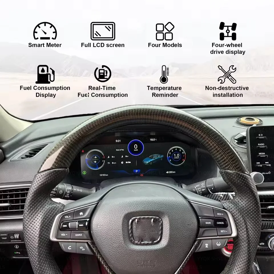 12.3'' HD LCD screen For Honda Accord 2018-2021 Digital Instrument Cluster Speedometer Dashboard Gauge Plug and play