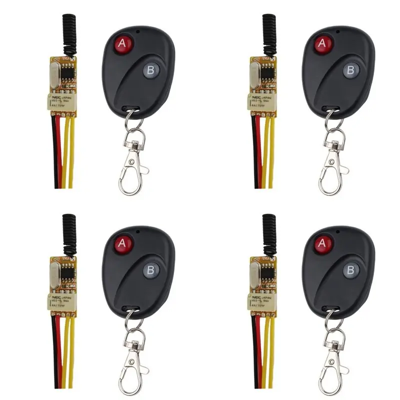 

【THANKSGIVING DAY】4X RF дистанционный переключатель 433 МГц 4,2 В 4,5 В 5 В 6 В 7,4 В 9 В 12 В Маленькое реле Контактные беспроводные переключатели NO COM NC Реле C