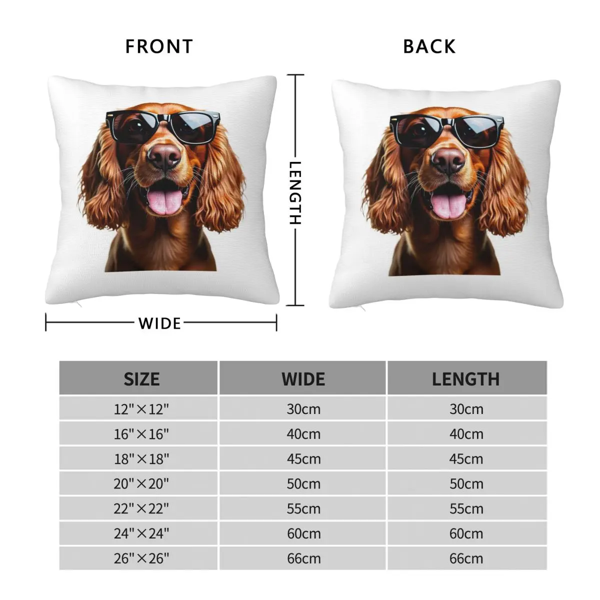 Funny Cool Cocker Spaniel Wearing Sunglasses Square Pillowcase Pillow Cover Cushion Comfort Throw Pillow for Home Living Room