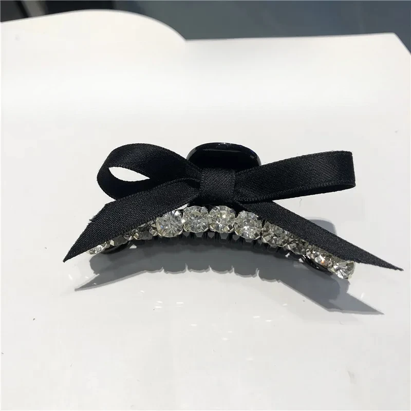 

French Girl Pearl Clip Black Double-sided Bow Hair Accessories