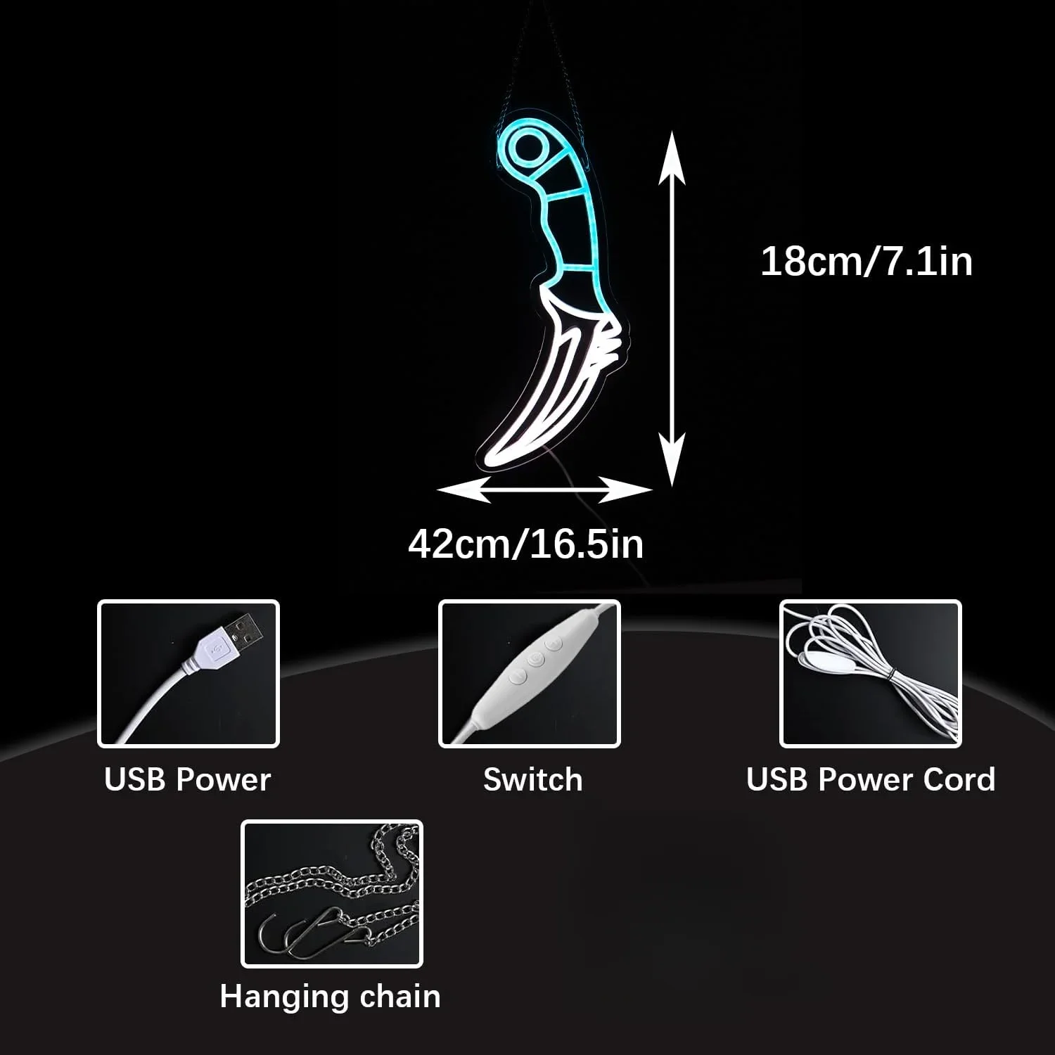 มีดนีออน LED, ปากการูปหัวใจเกม CS-GO ตกแต่งผนังของขวัญ, hiasan kamar เกม, hiasan kamar อยู่อาศัย, ของขวัญมนุษย์ถ้ำ