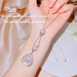 Foydjew New Luxury Micro-inlaid Full Zircon Water Drop Pear-shaped Pendant Necklaces Silver Color Telescopic Adjustable Necklace