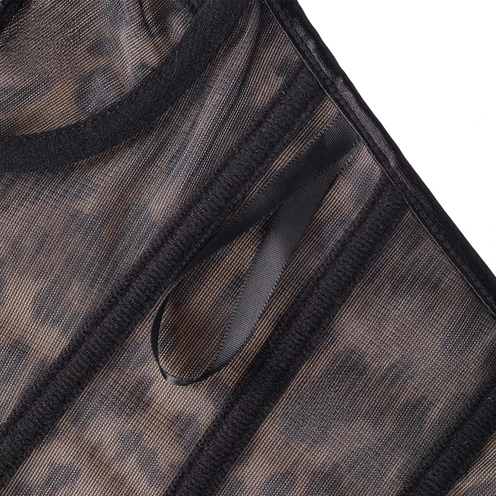 Sexy Leopard Print Mesh Corset for Women Gothic Vintage Black Lace Slim Fishbone Bustier Tube Top Body Shaper Waist Trainer - view 6