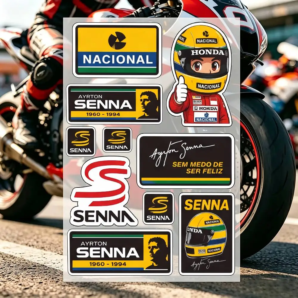 Rennfahrer S-SENNA Ästhetische Graffiti Wasserdichte PVC-Aufkleber für Auto Motorrad Skateboard A-AYRTON Helm Notizbuch