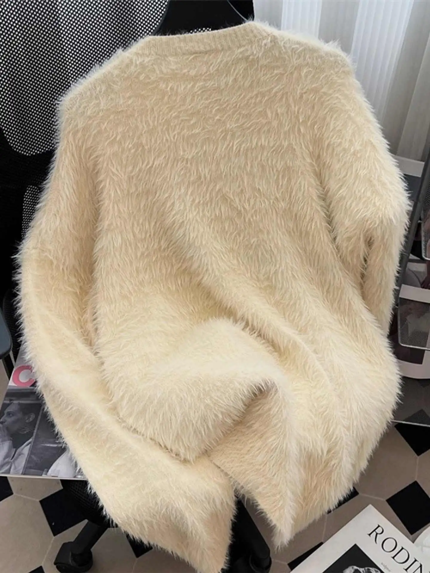 

Мягкий белый норковый свитер, мужская верхняя одежда, свободная ленивая одежда, высококачественная вязаная куртка Camere, осень-зима, повседневная мода