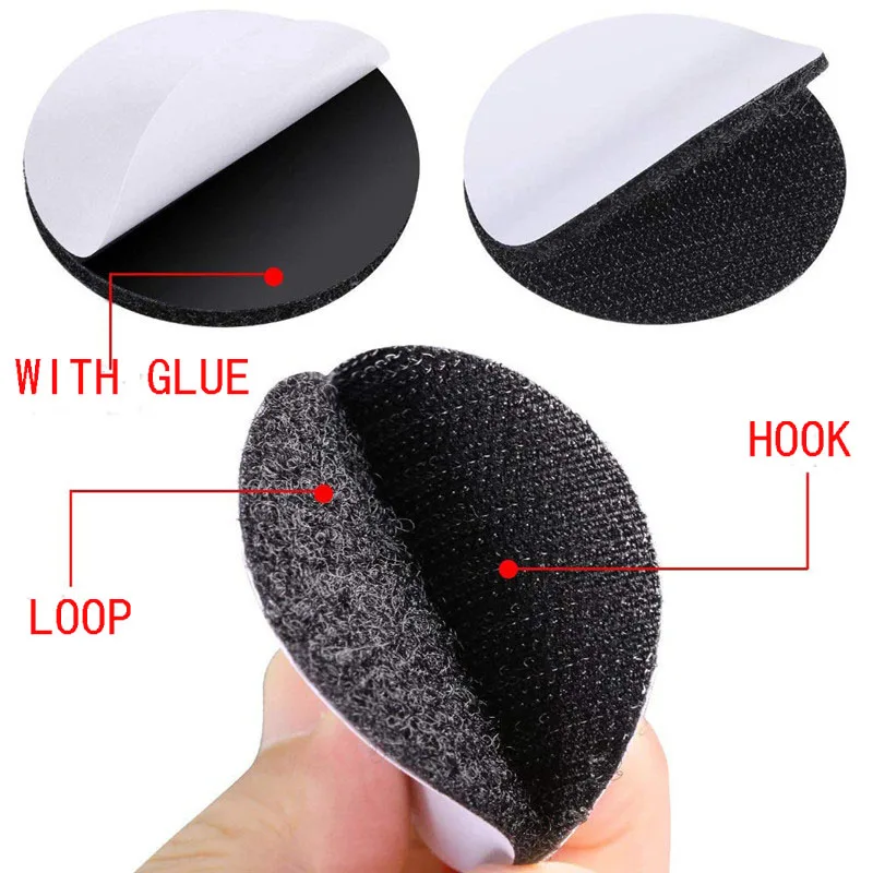 10Pairs/lot Strong Self Adhesive Hook and Loop Fastener Tape Nylon Dots Stickers Adhesive Fastener Hook Loop with Glue for DIY