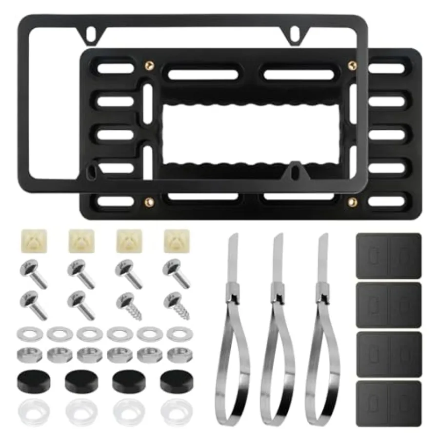 

Front License Plate Bracket Kit, No Drill License Plate Mount with Screws Cable Ties, Licenses Plates Bracket Front Bumper Kit