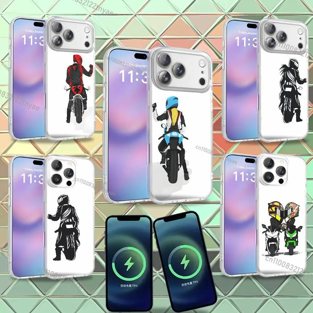 

Couple Motorcycle Rider Phone Case For iPhone 16,14,11,17,13,15,12,Air,Plus,Pro,Max,E,Mini Frosted for MagSafe Magnetic Wireless