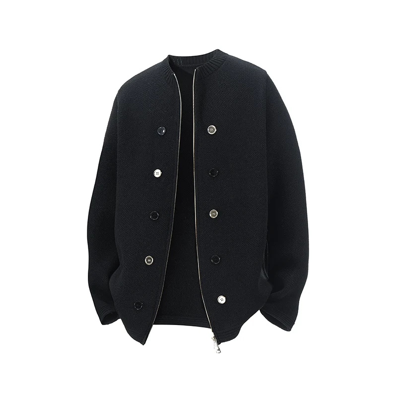 

Мужской вязаный кардиган свободного кроя в американском стиле, с круглым вырезом, на осень-весну, новый, для комфортного отдыха