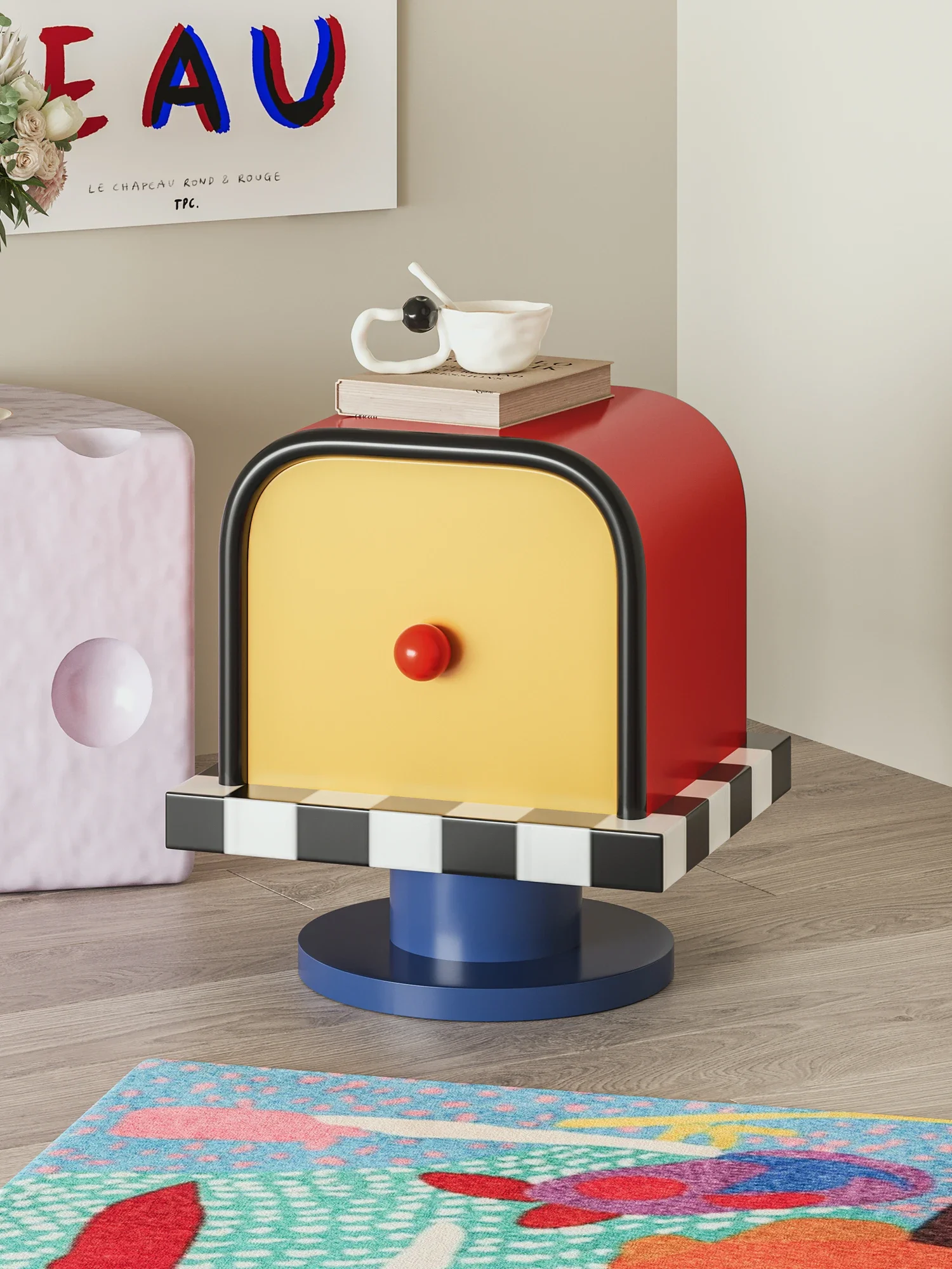 صندوق بريد بلون الدوبامين الكريمي بجانب السرير وغرفة المعيشة وغرفة النوم وطاولة بجانب السرير وخزانة صغيرة إبداعية للرياح #2