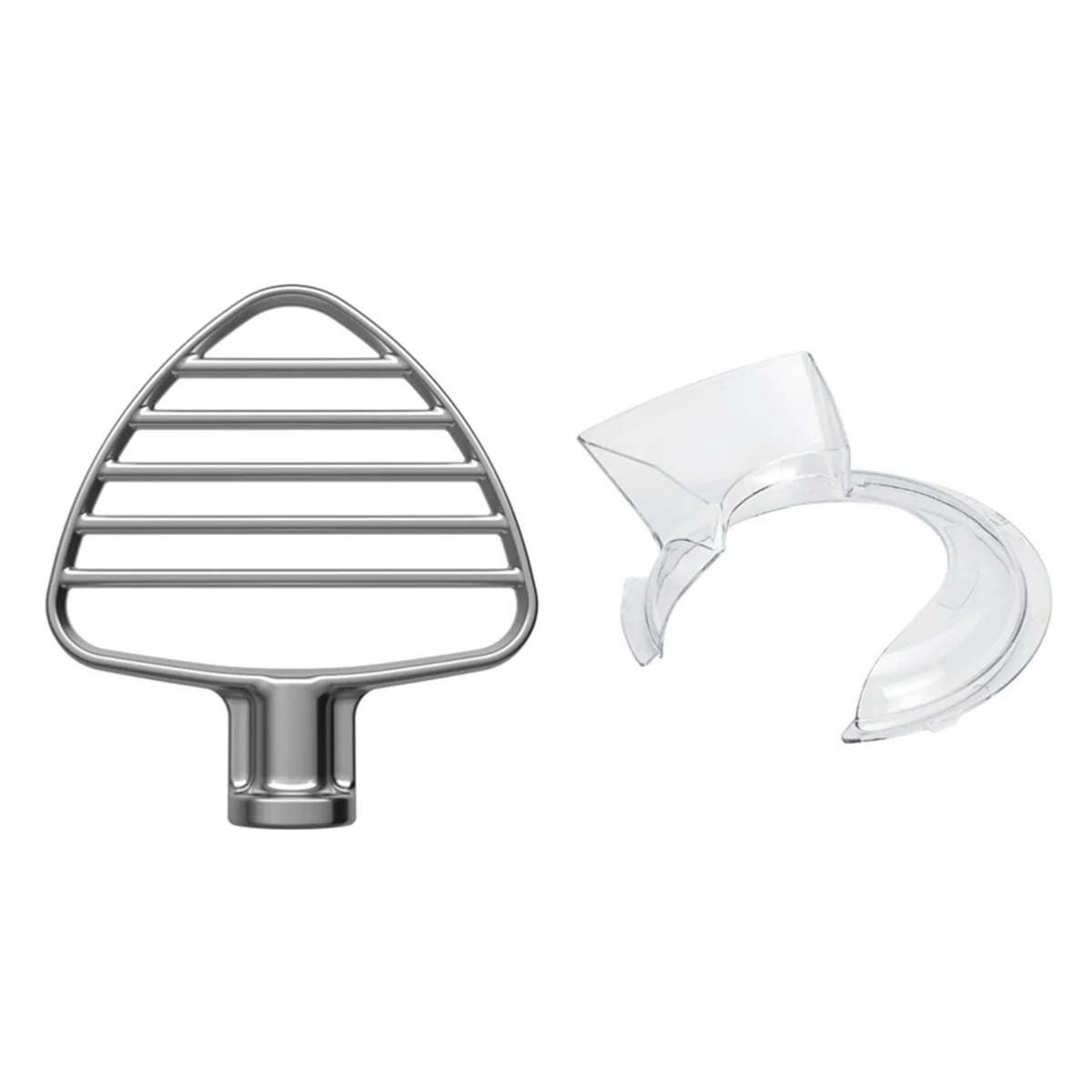 

For KitchenAid 4.5-5QT Tilt Head Stand Mixer Pastry Beater & Secure Fit Pouring Shield Attachment Stainless Flat Beater