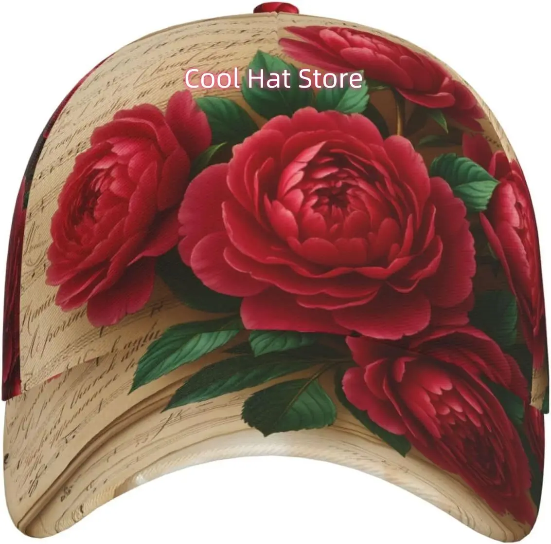 Roses On Sheet Music Pattern Baseball Cap Adjustable Cotton Baseball Hat for Sports, Outdoor, Travel Gifts for Men