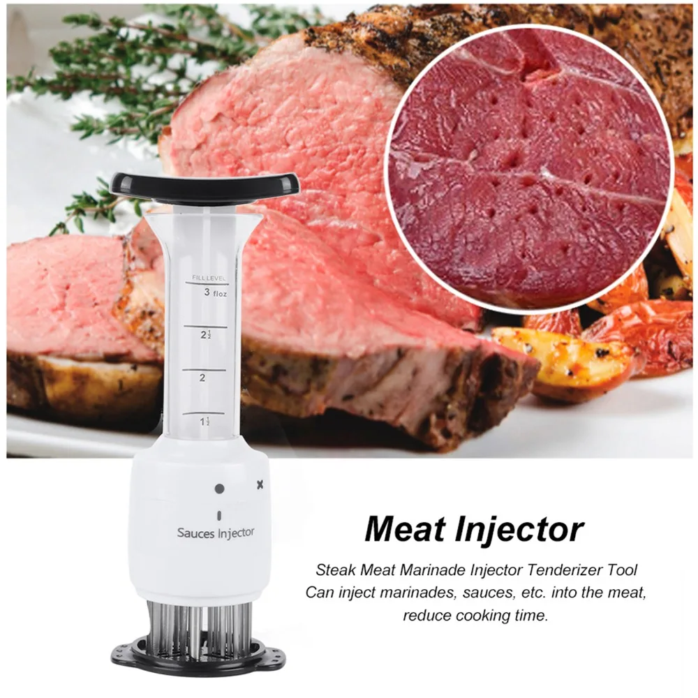 Durable White Meat Marinade Injector Stainless Steel Easy Clean Seasoning Injector Kitchen Tenderizer Tool For Steak Cooking