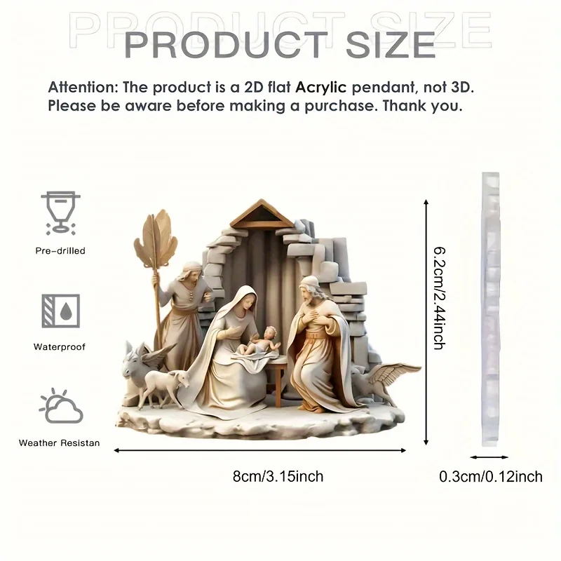Ozdoba na choinkę z Jezusem, zawieszka z scenerią modlitwy rodzinnej, kolorowa zawieszka do dekoracji samochodu, dekoracje do domu