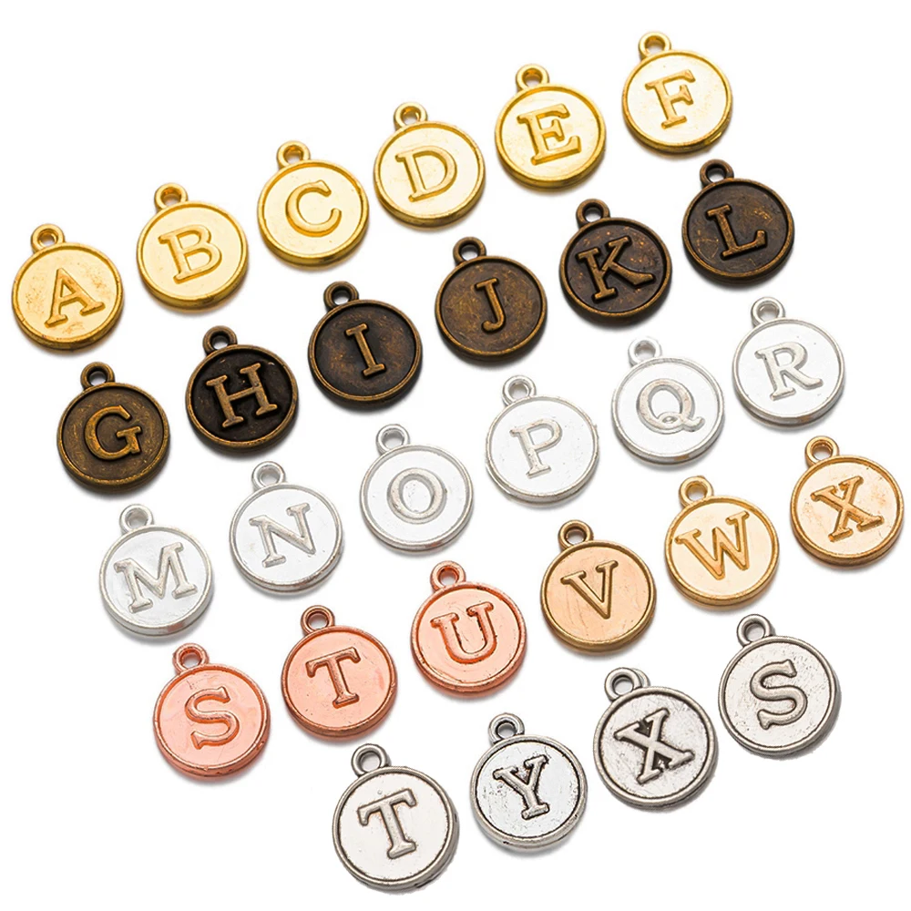 26pcs Mix Letter Charms Double Sided Alphabet Pendant for DIY Necklace, Bracelet, Jewelry Making Supplies